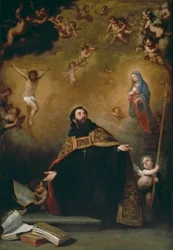 Heiliger Augustinus zwischen Christus und der Jungfrau